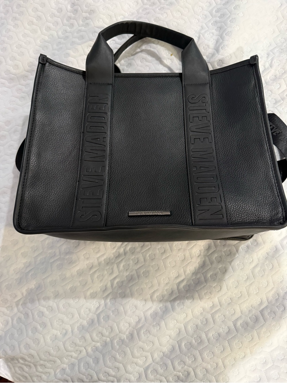 Steve Madden Black Embossed Logo Men’s Tote
